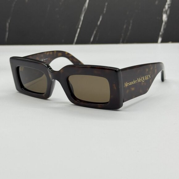 NEW ALEXANDER MCQUEEN AM0433S 002 SUNGLASSES WOMEN HAVANA SQUARE EYEWEAR - Picture 2 of 10